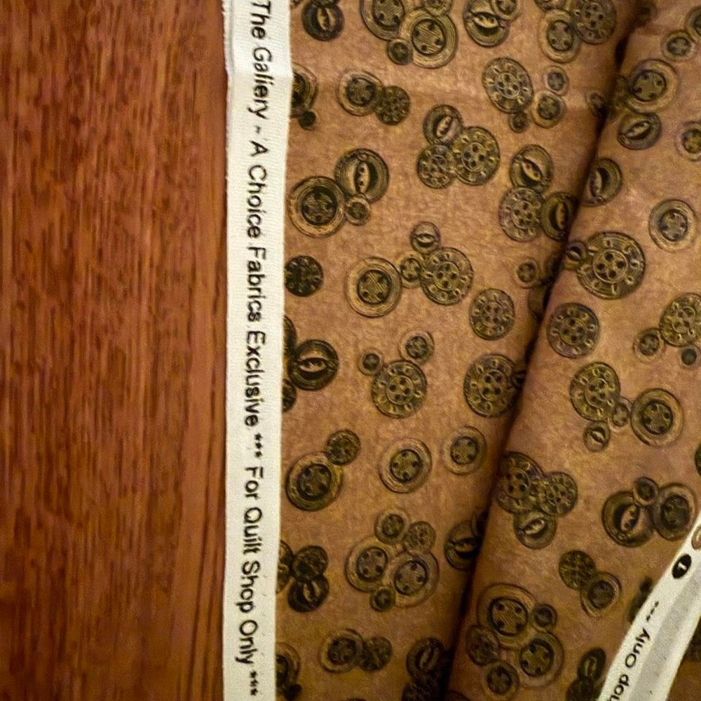 Gallery Fabrics Choice Fabrics Brown Black Button Cotton Fabric 2 Yards